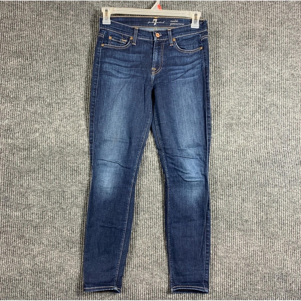 7 For All Mankind Jeans Womens 26 Blue Denim Ankle Gwenevere Skinny 30x27 Mid